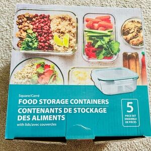NEW Glass Food Storage Containers with Lids - 5 Piece Set